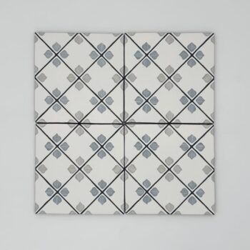 Białe płytki ze wzorem - Peronda Harmony Tanger Silver Rhomb 12,3x12,3cm. Kafelki z matową powierzchnią na ścianę do kuchni.
