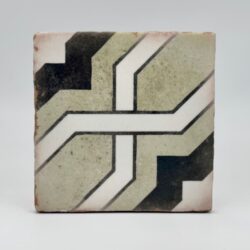 Kafelki postarzane, wzór - Peronda Harmony Casablanca Torres 12,5x12,5cm. Kwadratowe, małe kafelki z wzorem w kolorach: biały, czarny, zielony.