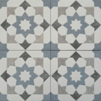 Kafelki z niebieskim wzorem - Peronda Harmony Doha Blue Star SP 22,3x22,3cm. Kafle na podłogę i ścianę z geometrycznym wzorem w połysku i macie.