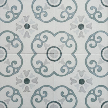 Płytki białe ze wzorem - Peronda Harmony Sirocco Blue Dhalia 22,3x22,3 cm