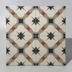 Płytki retro wzór geometryczny Gayafores Grace Beige 33,15x33,15 cm. kafelki ze sztuczną, szarą fugą.