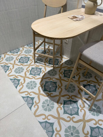 Płytki we wzory na podłogę Harmony Soroa Aqua 22,3x22,3