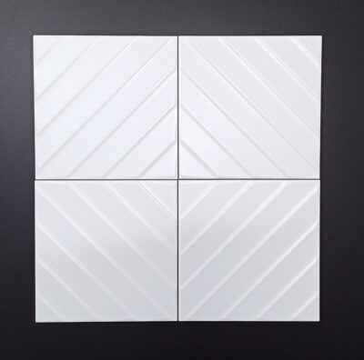 Płytki włoskie 3D na ścianę - MARCA CORONA 4D diagonal white 20x20cm. Białe kafelki trójwymiarowe do łazienki.