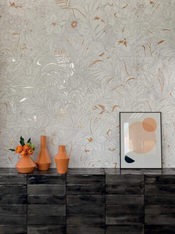 Płytki na ścianę z motywem roślinnym Marca Corona Mirabilia Coral Jungle 50x120